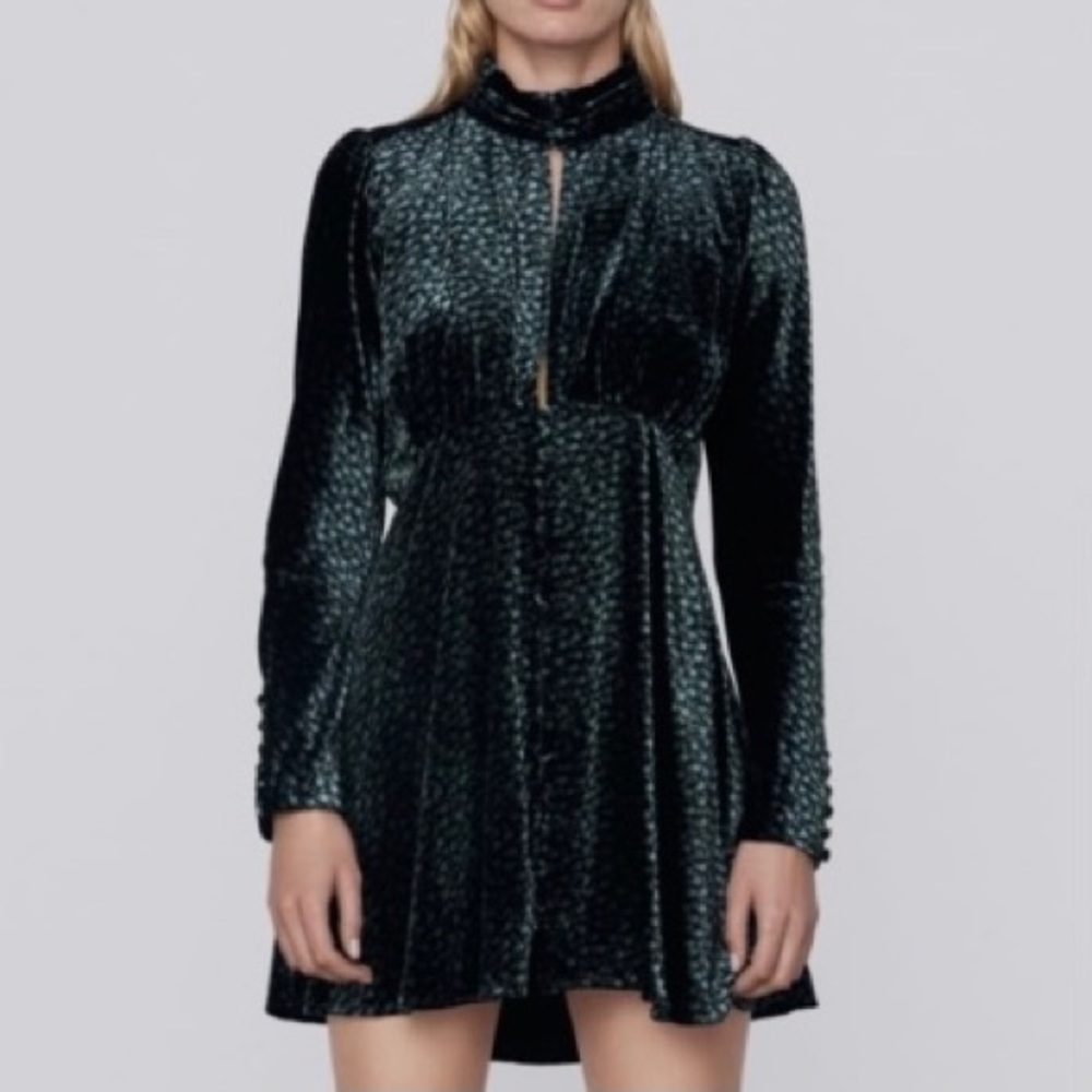 NWT‼️ ZARA Button Front Velvet Dress